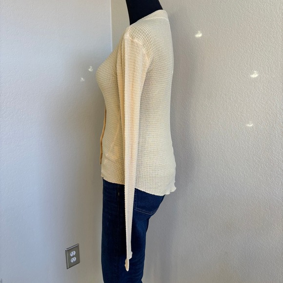 Free People Sunrise Waffle Knit Long Sleeve Henley Top Button Front Shirt SZ S - Picture 5 of 16